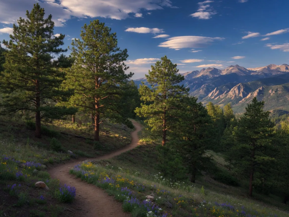 Sugarloaf Mountain hiking trail winding through ponderosa pines with Continental Divide views