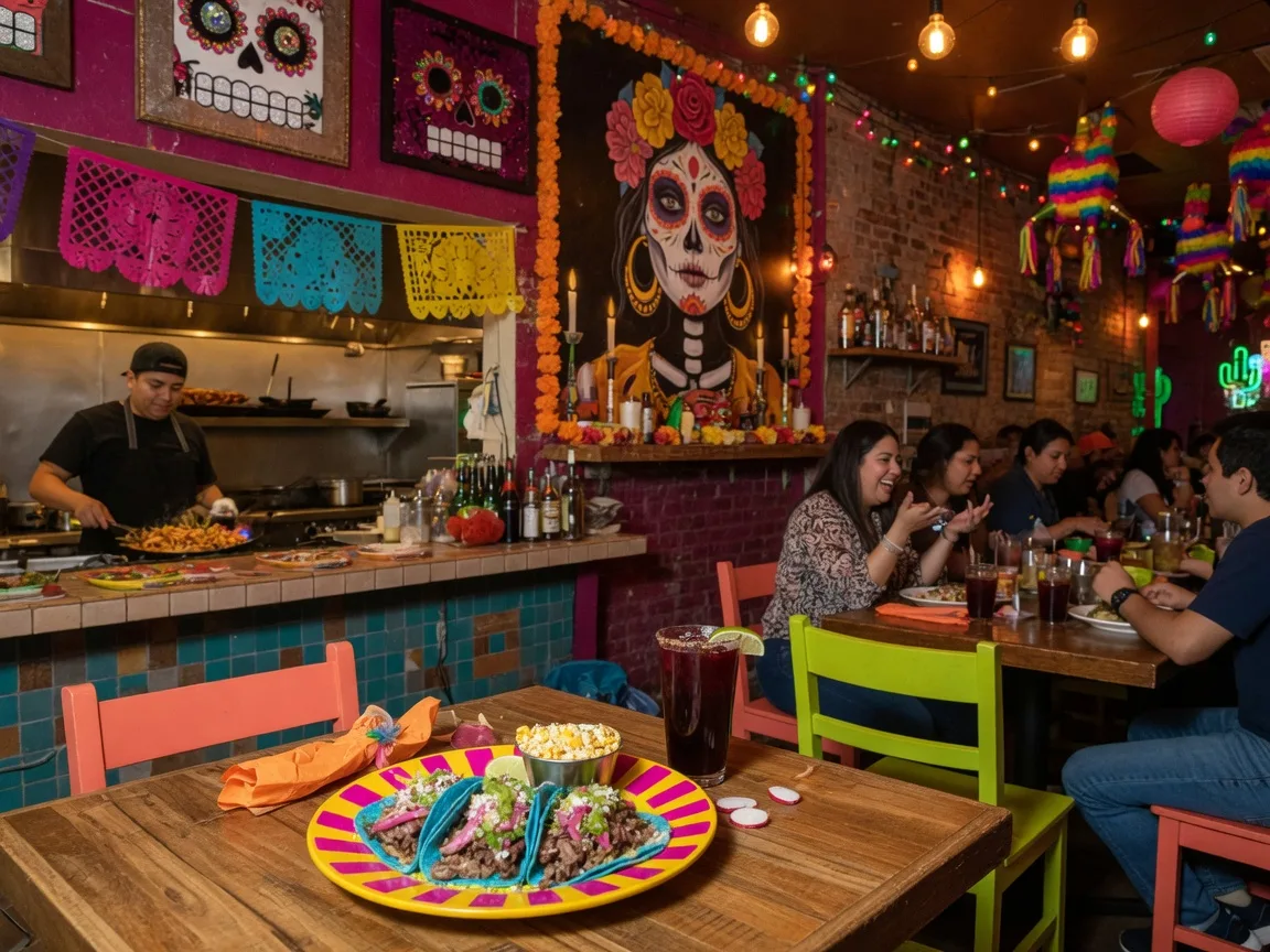 Distrito restaurant colorful interior in University City
