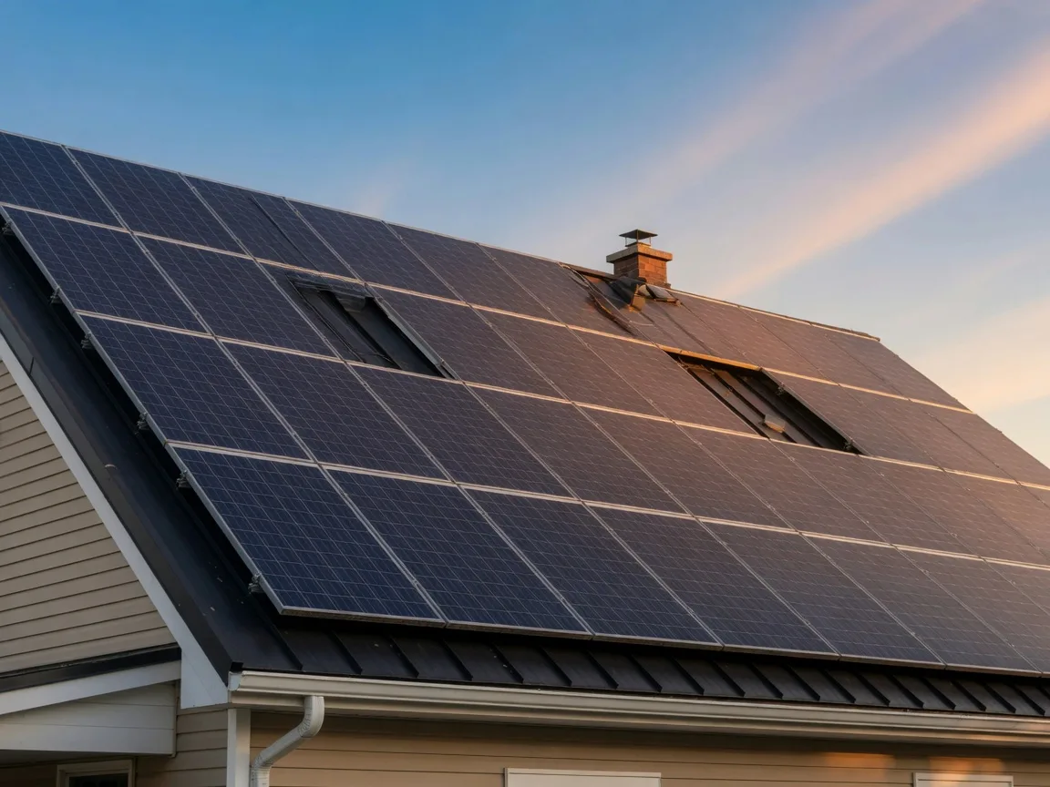 Modern solar panels on a residential roof in Mount Laurel, New Jersey at Under The Sun Roofing & Solar