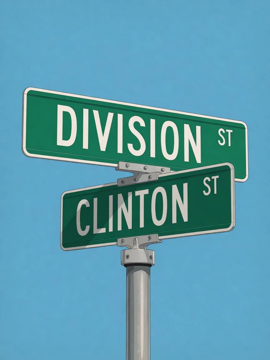Division/Clinton street sign