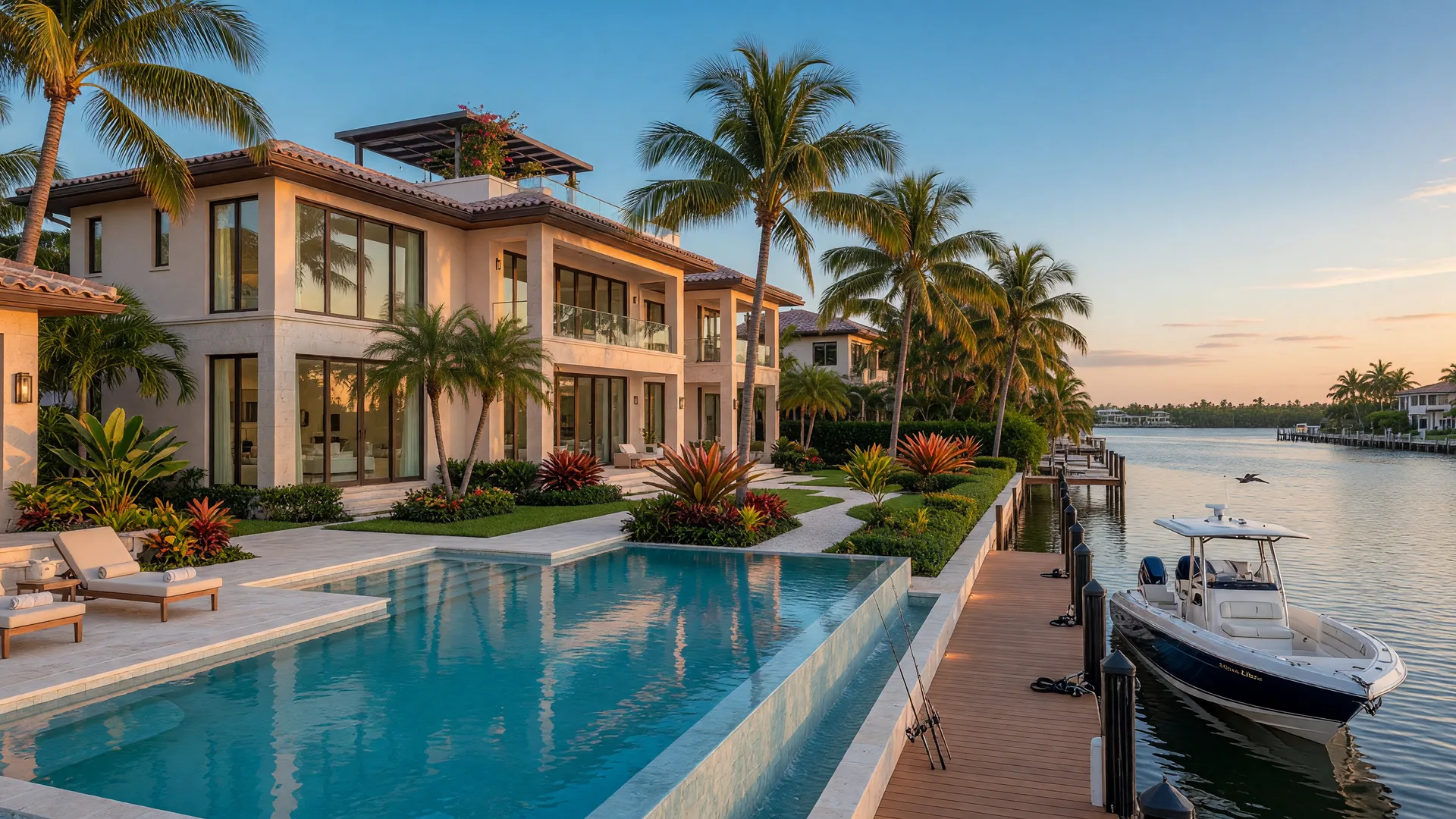 Waterfront luxury home on the Intracoastal Waterway in Delray Beach with private dock