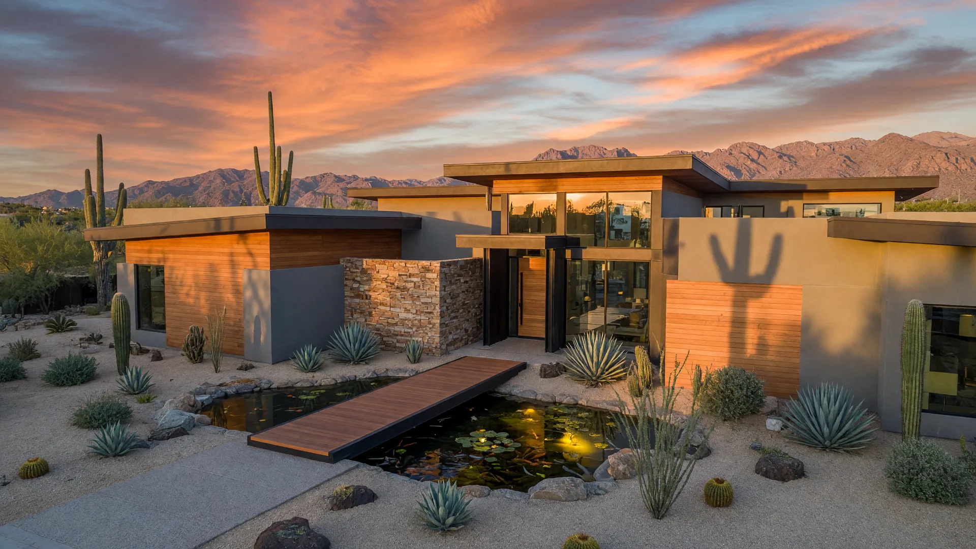 Modern contemporary Arizona home with desert landscaping