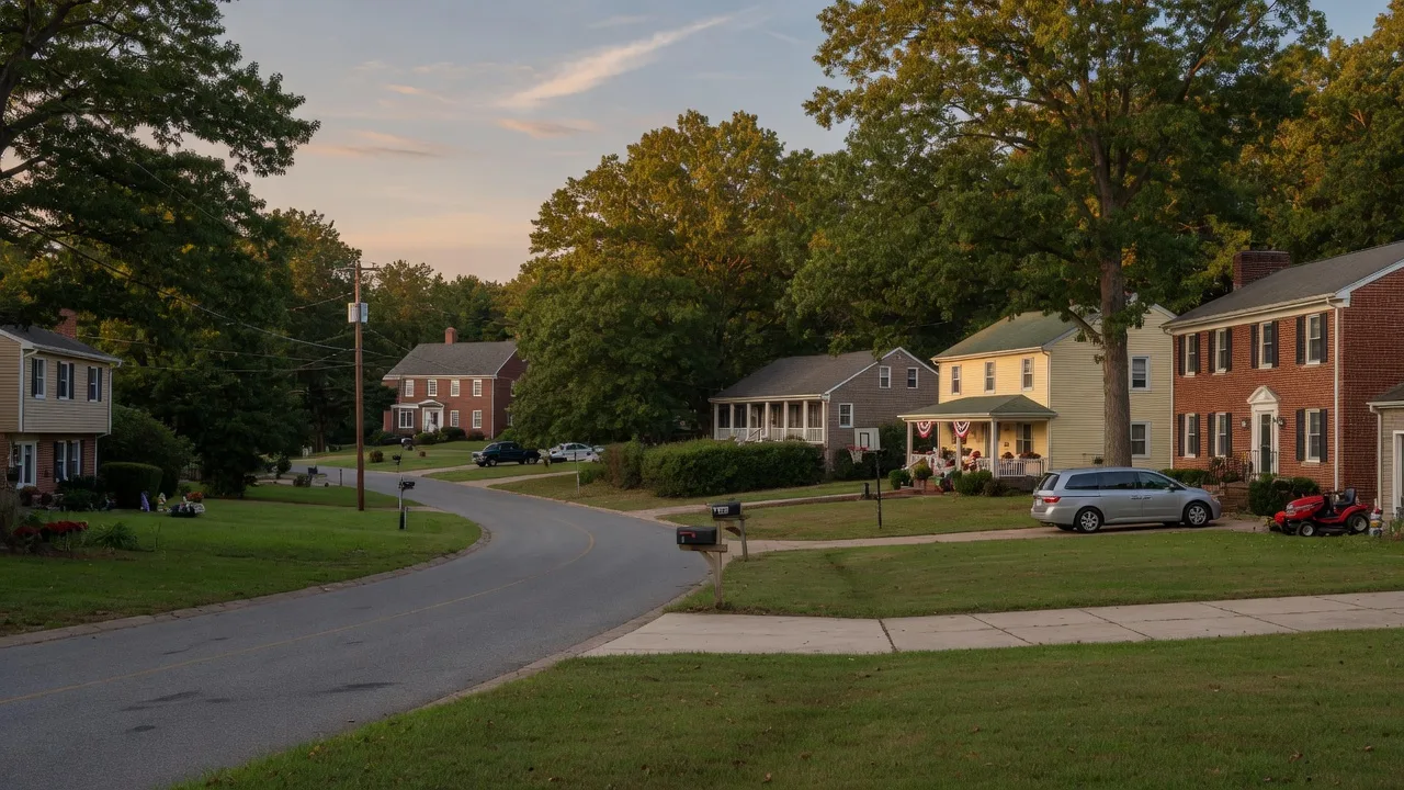 Established suburban residential street in Prince George's County, Maryland