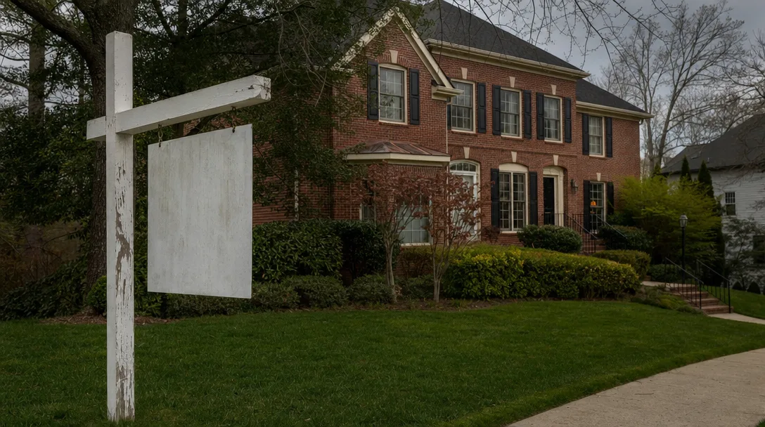 A For Sale sign in front of an Atlanta home that has been on the market, reflecting the frustration of a listing that isn't selling