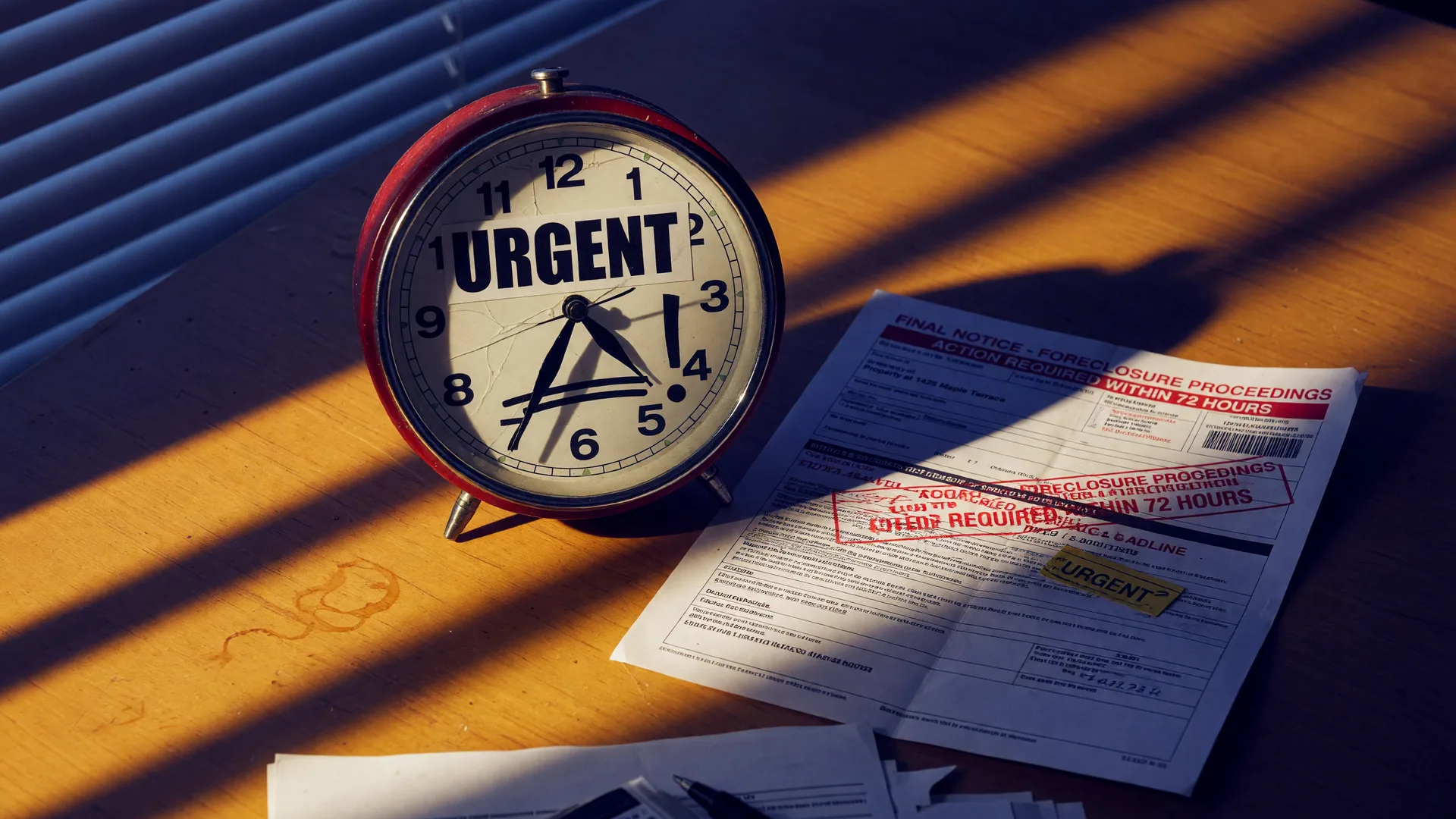Urgent clock representing pre-foreclosure timeline