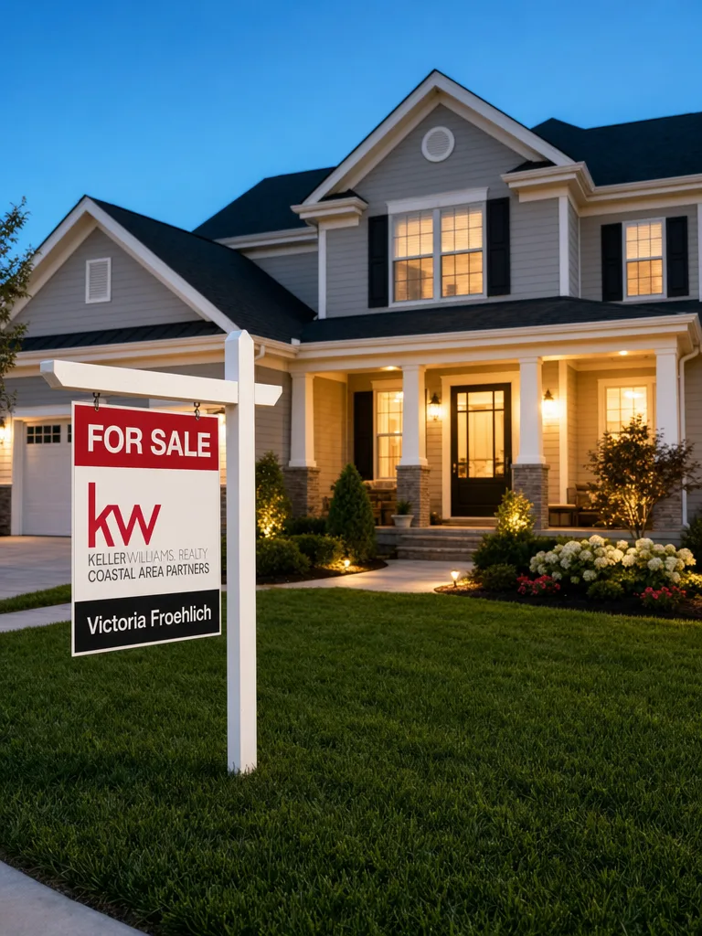 For sale sign in front of a home, featuring Victoria Froehlich as the listing agent with Keller Williams