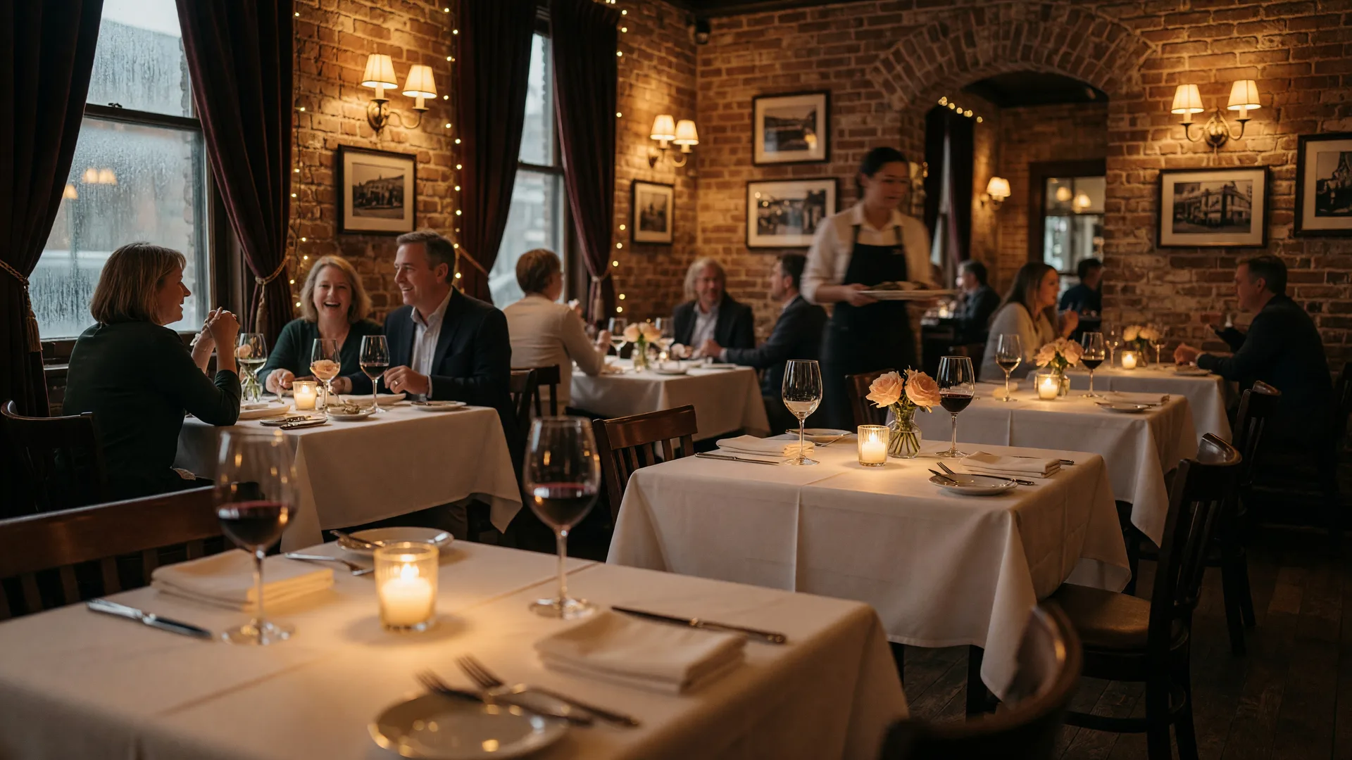 Upscale restaurant interior in South Jersey with candlelit tables and warm ambiance