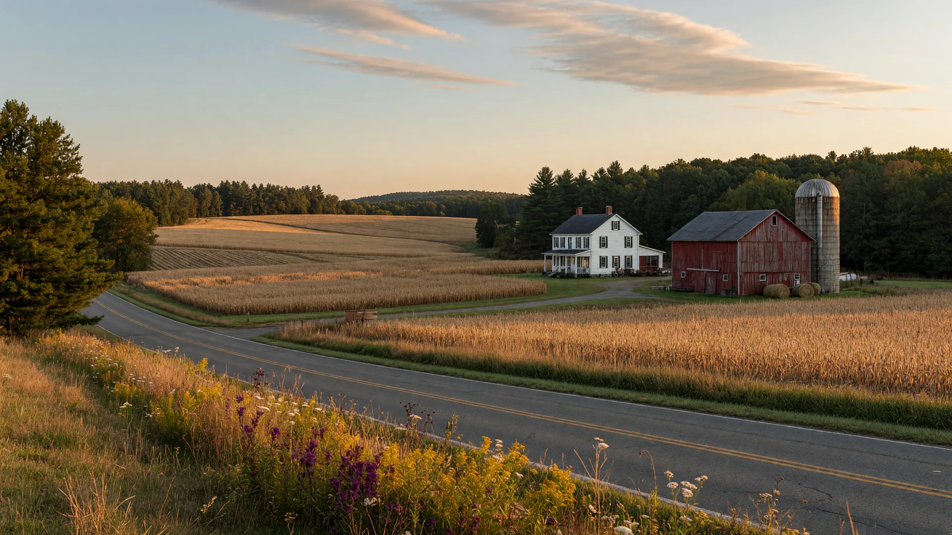 Rolling farmland and forest in rural Washington Township, Burlington County NJ