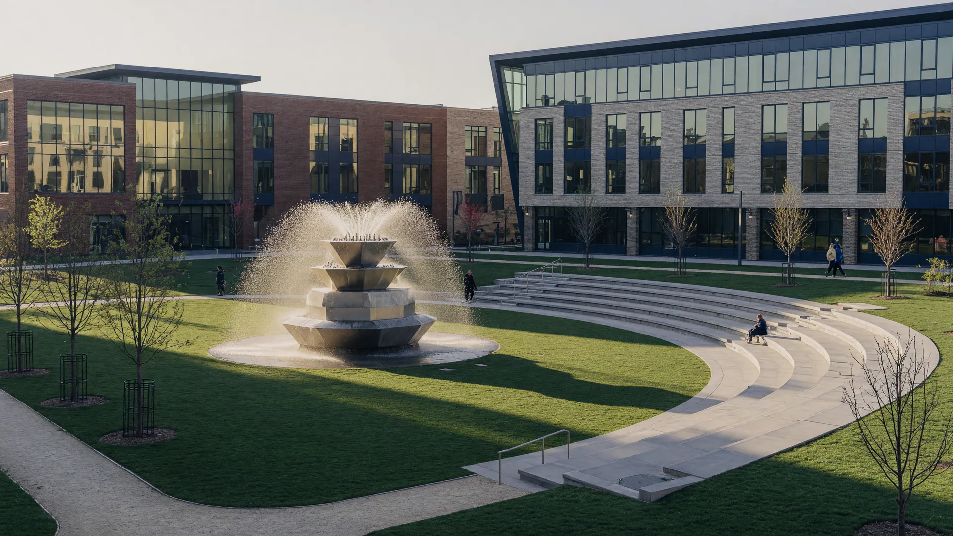Suwanee is built around a town center: the amphitheater, the splash fountain, the farmers market, the greenway, and the restaurants on one lawn.