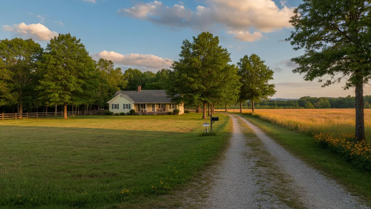 Semi-rural residential neighborhood in Eden Estates King George Virginia with larger lots and open fields