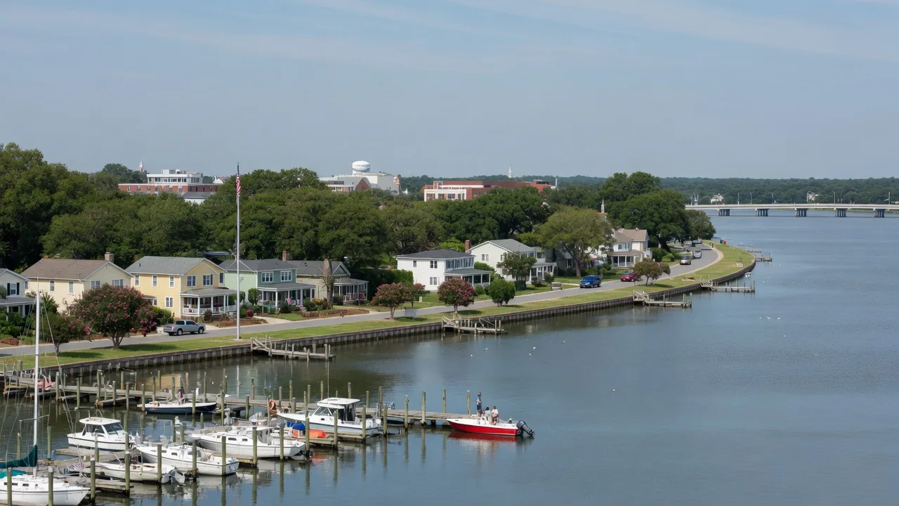 Hampton Virginia waterfront community with marina and residential shoreline