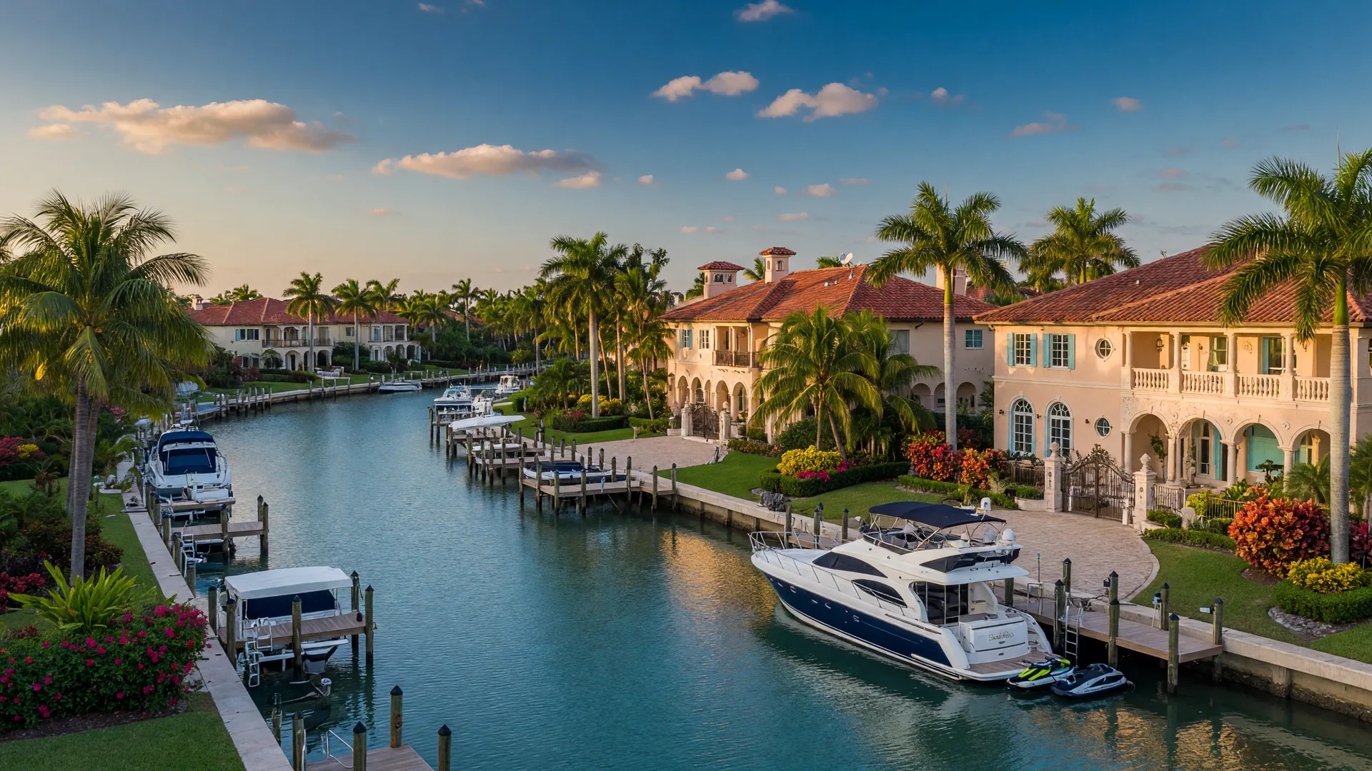 Luxury waterfront estate neighborhood in Boca Raton, Florida