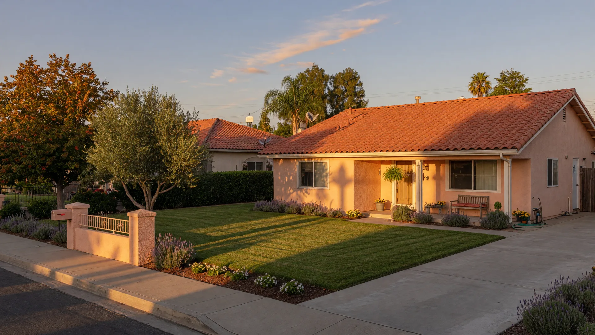A well-presented Fresno-area home at golden hour, ready for sale