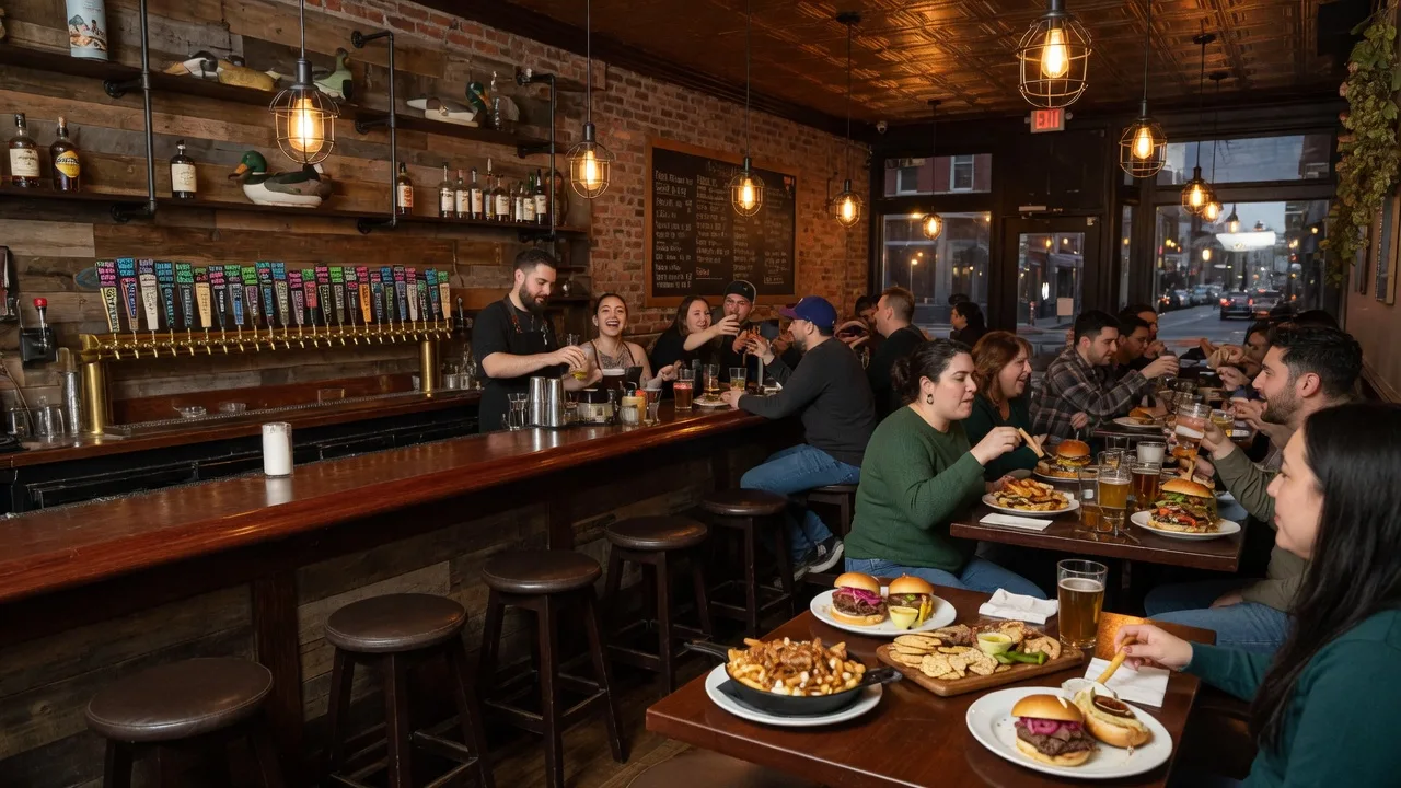 The Duck gastropub interior with modern rustic design