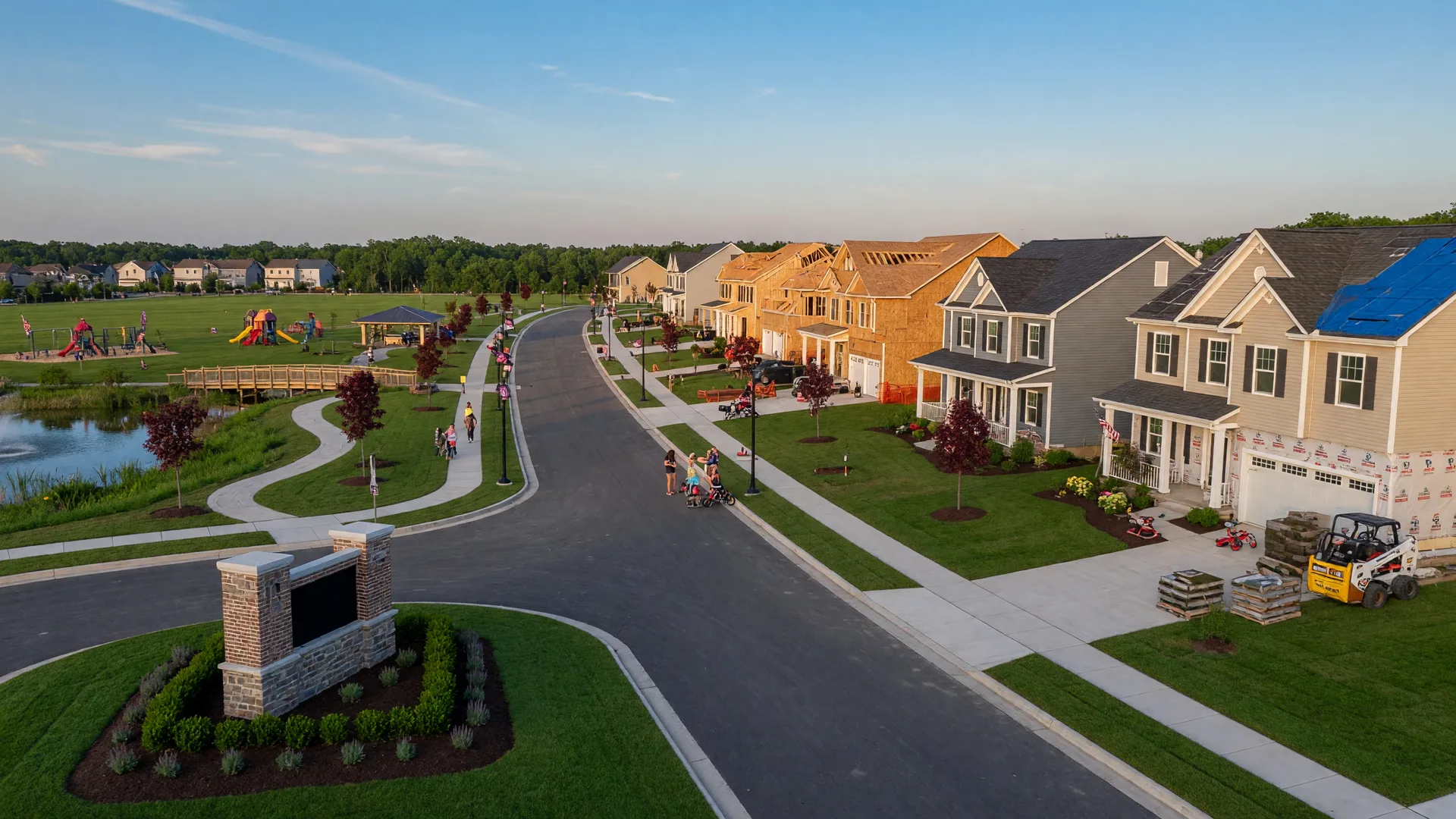 Master-planned community in Burlington County with new construction homes and walking paths