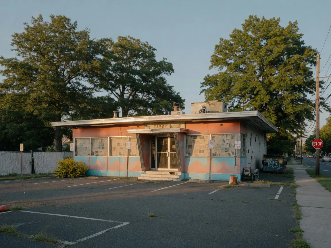 The former Essex House restaurant building at 525 Northfield Avenue in West Orange NJ, a low one-story structure set back from a suburban avenue