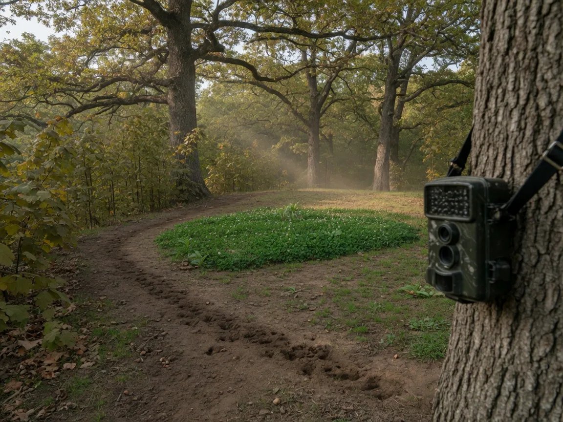 A deer trail through an oak ridge