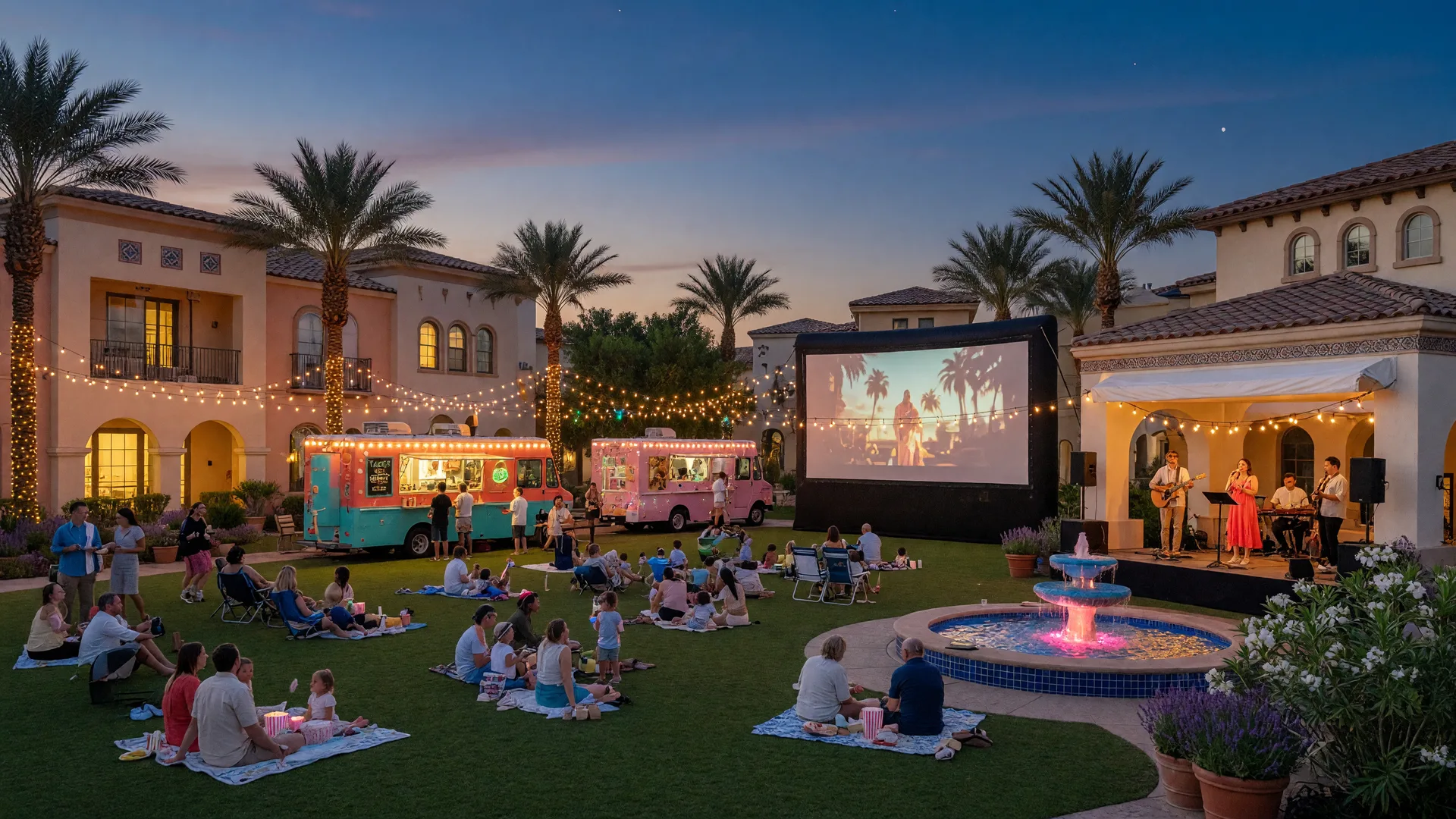 Newer homes and landscaped open space in a planned Henderson community, representative imagery
