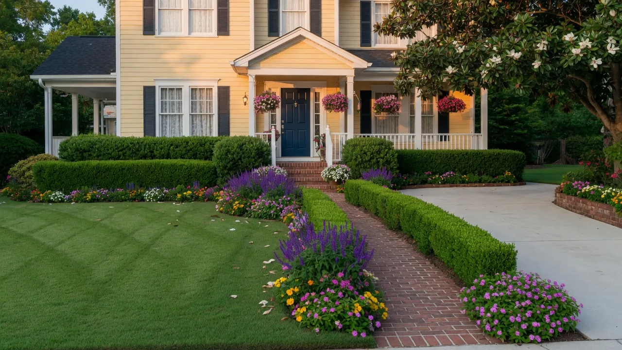 Well-maintained Aiken SC home exterior with fresh landscaping — curb appeal matters to buyers.