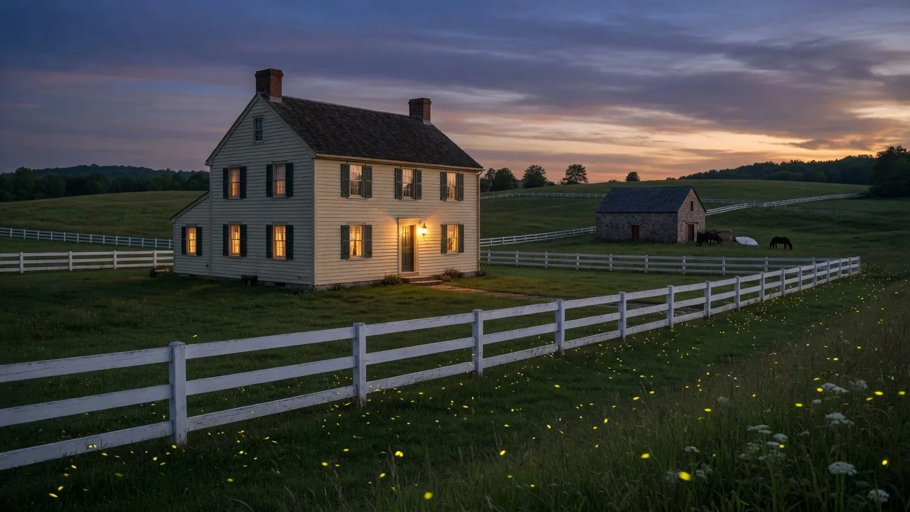 Historic colonial farmhouse,and horse fencing in Willistown Township