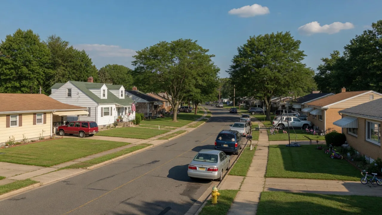 Quiet residential street in Runnemede, New Jersey