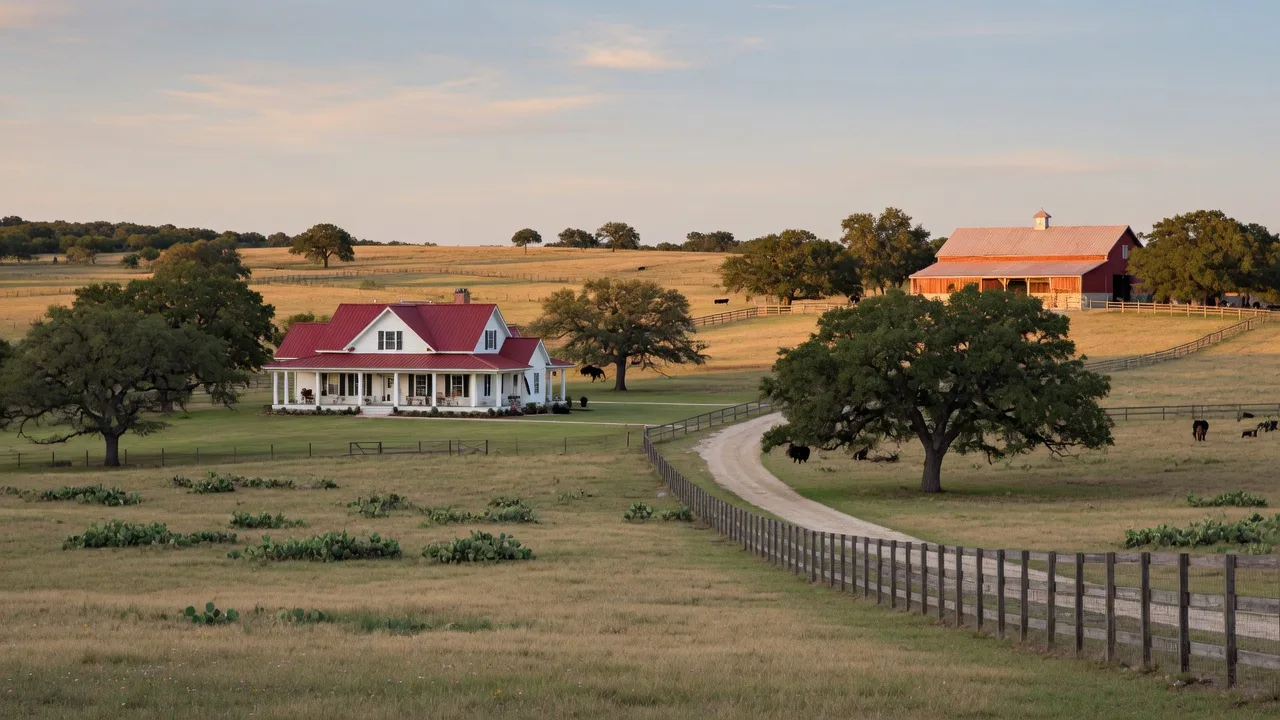 Hill Country acreage property in Boerne Texas with pasture, live oaks and rural landscape