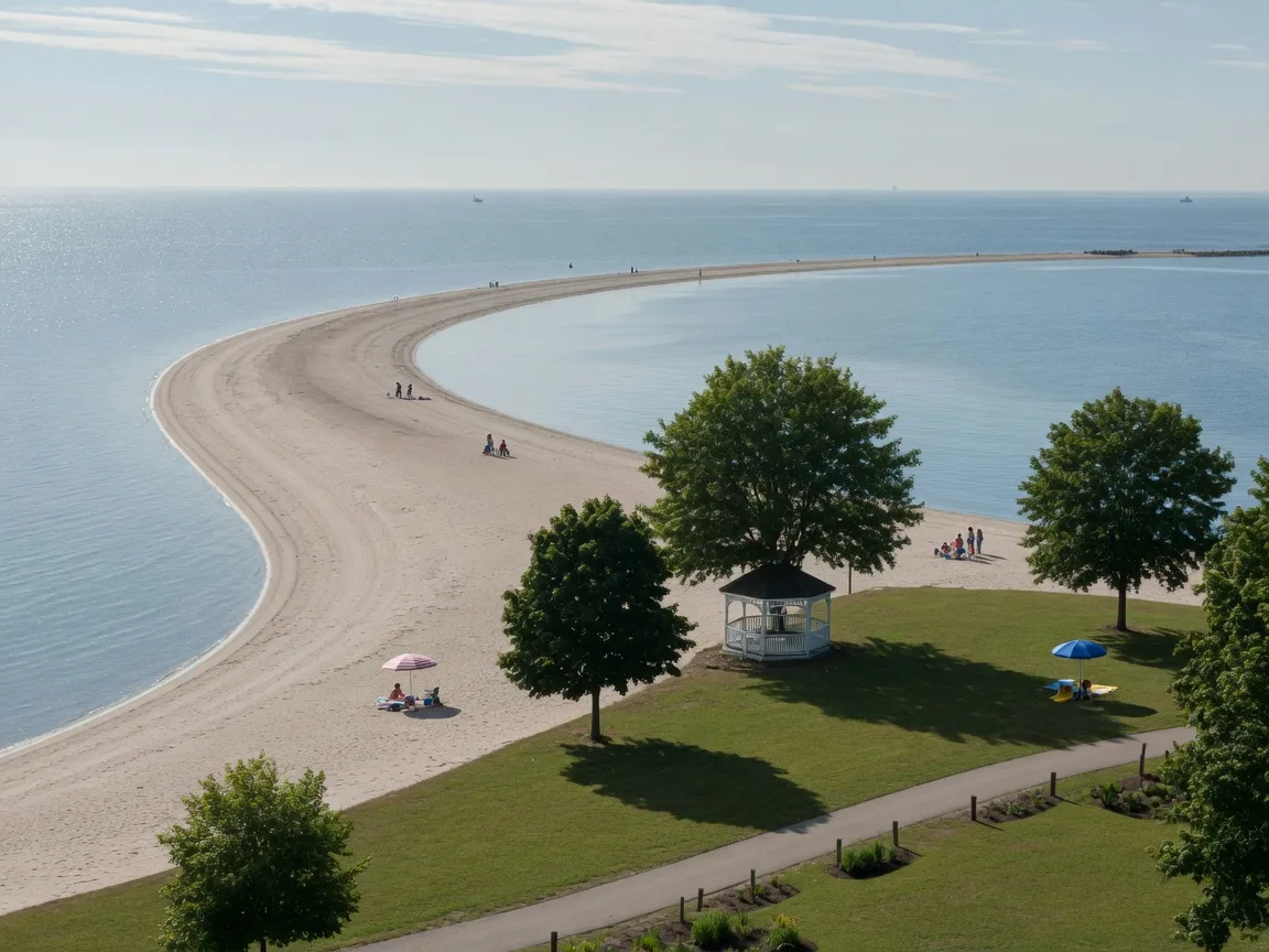 Beach and park on the Lake Ontario shore in Oshawa
