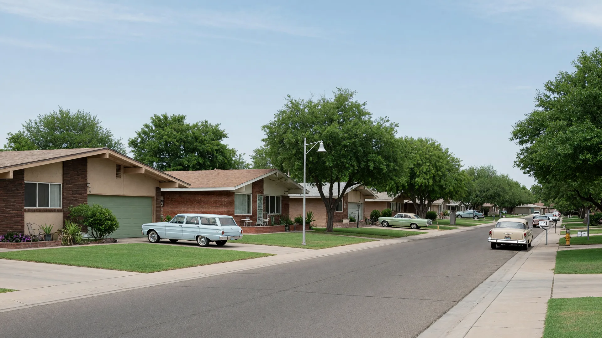 Mid-century ranch homes on a tree-lined street in Glendale, Arizona