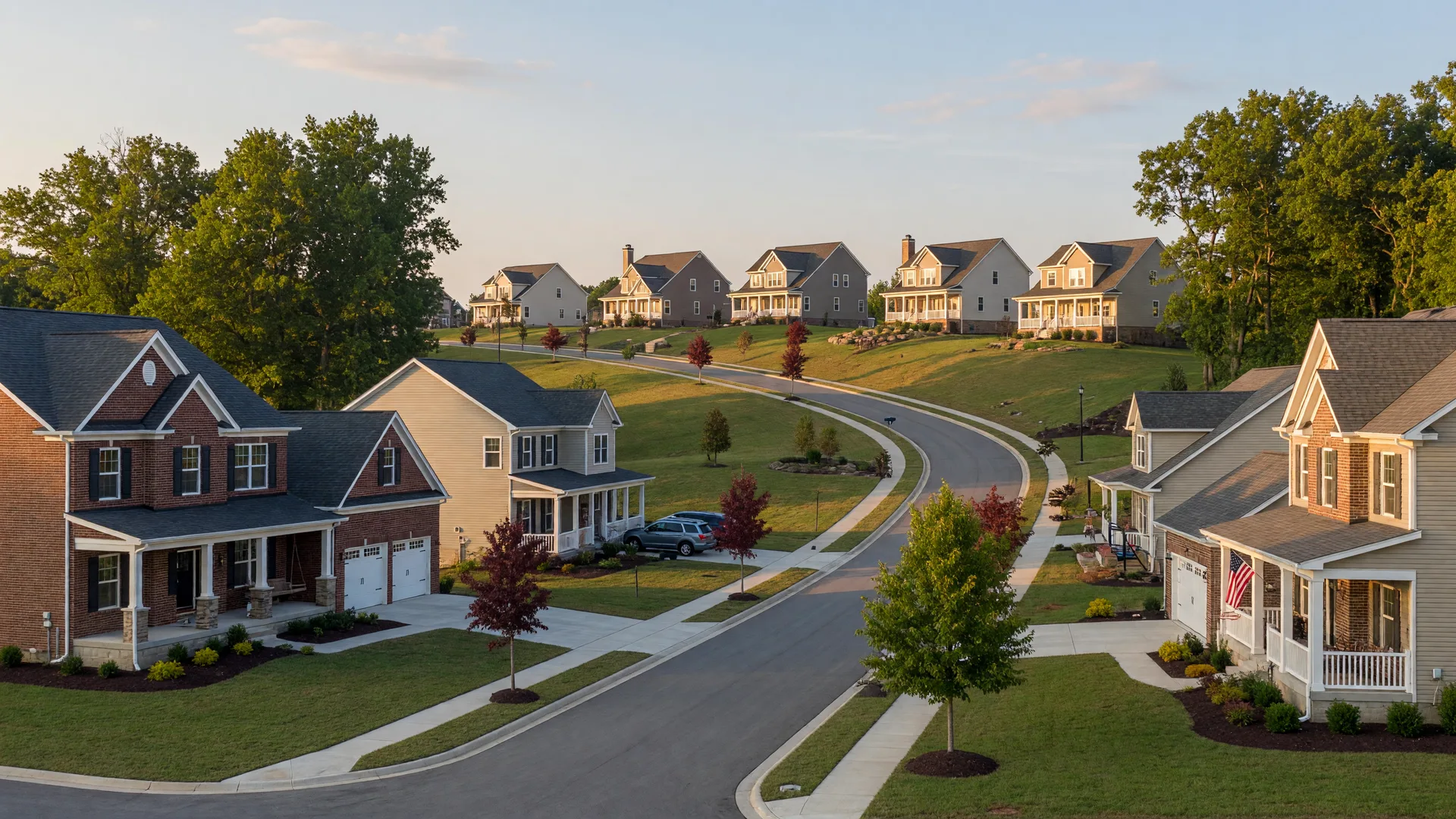 New construction traditional and craftsman homes in the Cincinnati Ohio metro area on rolling terrain