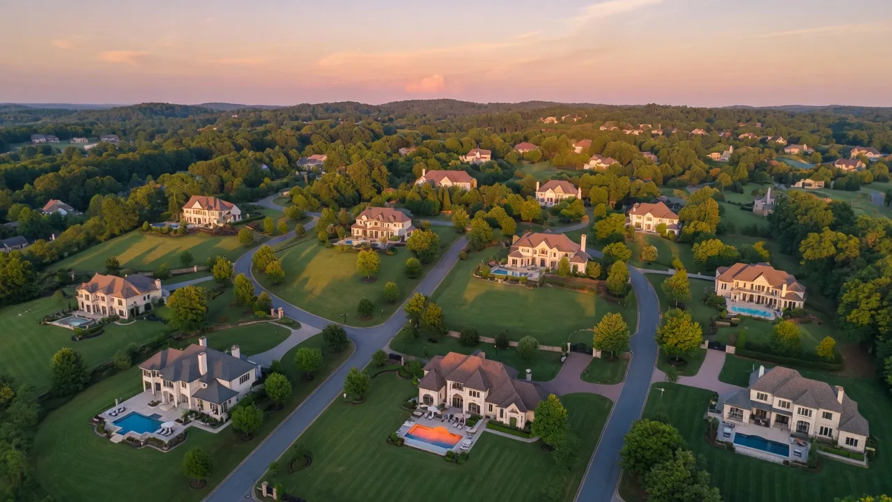 Aerial view of luxury neighborhoods in Metro Atlanta