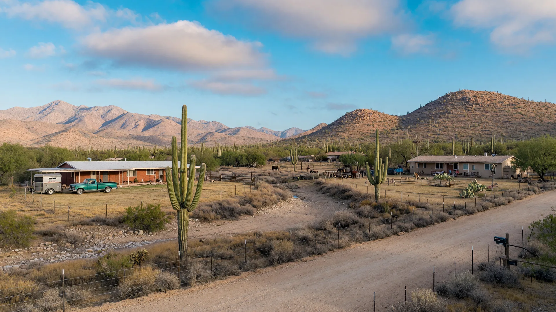 The Desert Hills & New River area at golden hour