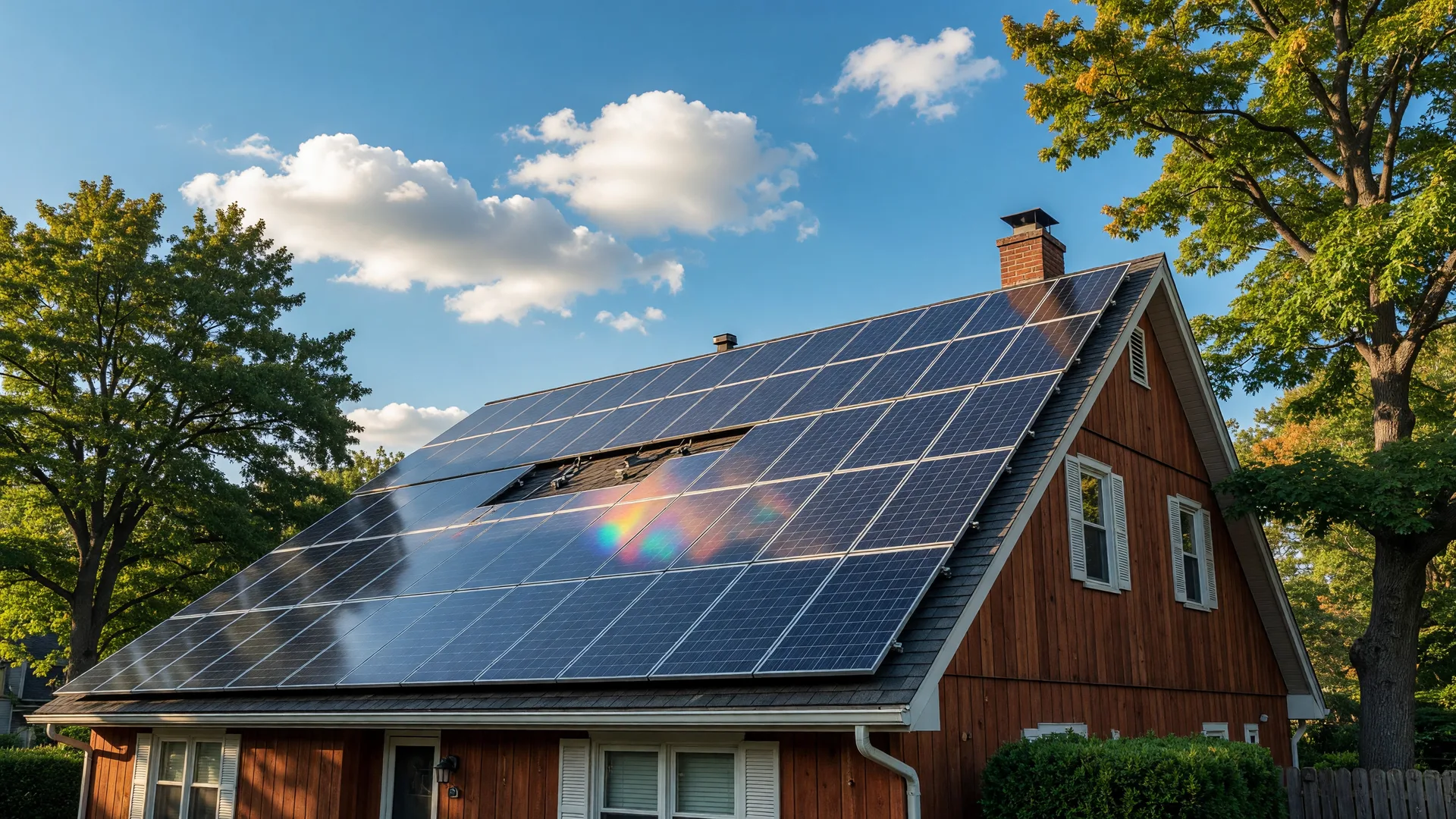Modern residential solar panel installation on a South Jersey suburban home roof in bright sunlight