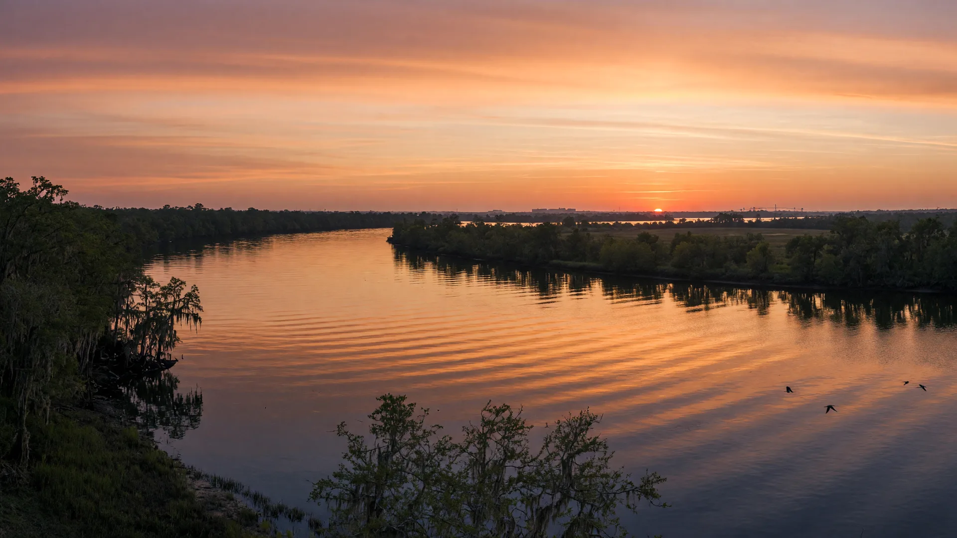 Sunset over the Savannah River near Augusta, Georgia