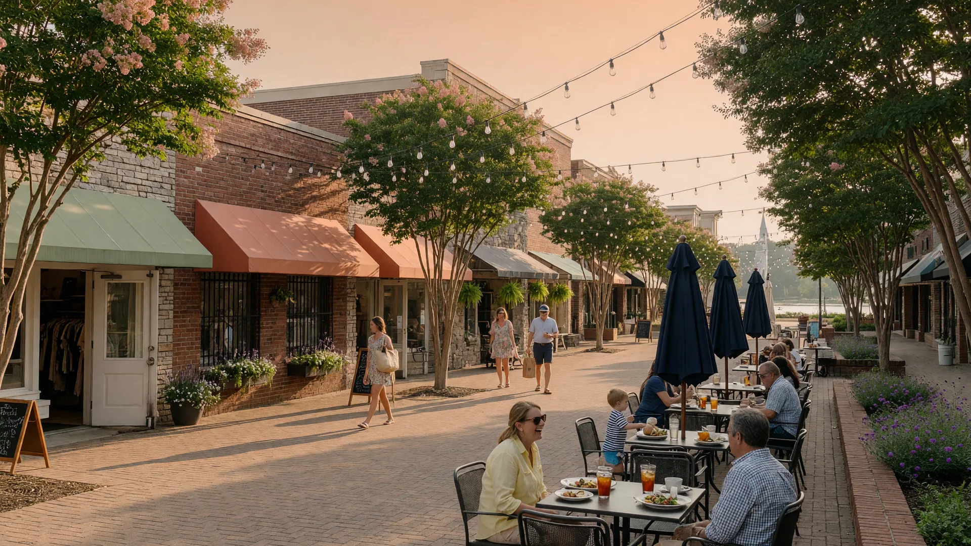 Birkdale Village open-air shopping street in Huntersville, North Carolina