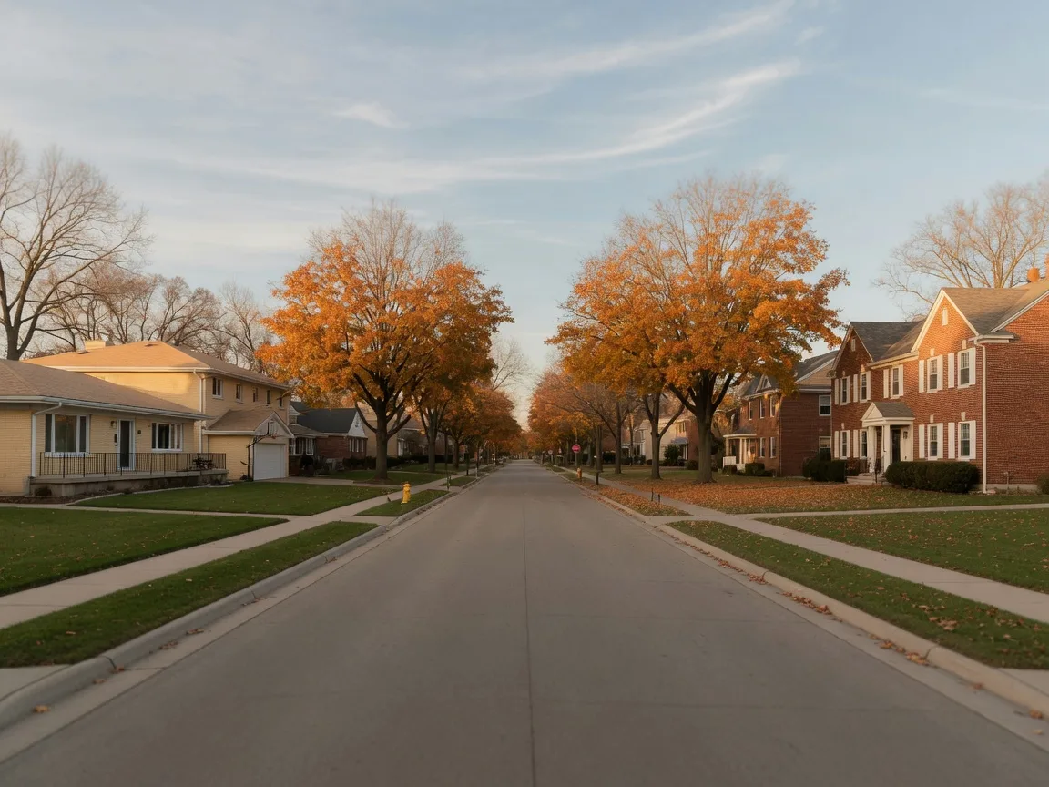 Tree-lined residential street in Sterling Heights, Macomb County