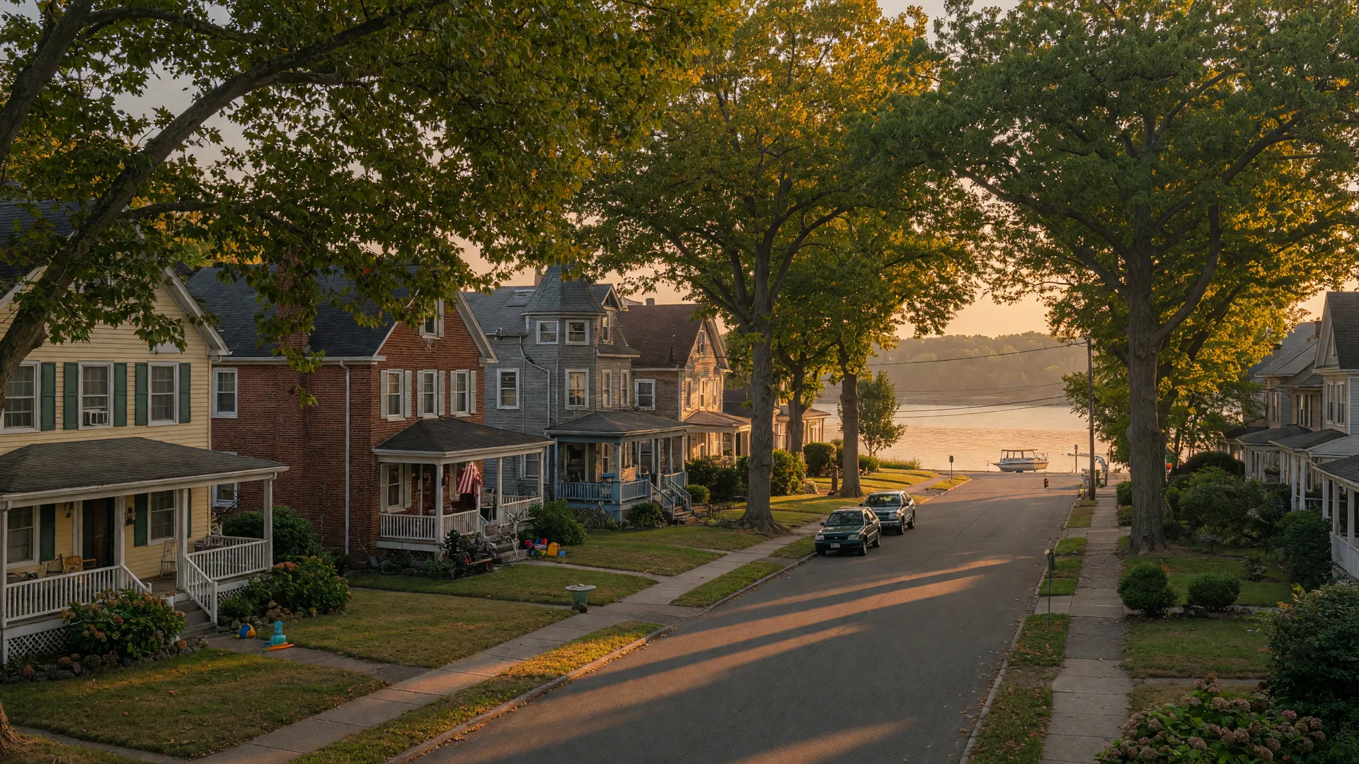 Quiet residential street in National Park, New Jersey