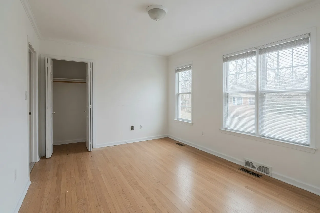 Completely cleaned out bedroom in a Maryland probate home after the managed cleanout