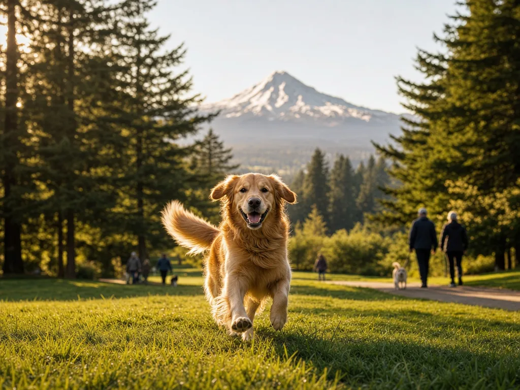 Dog-friendly park in the Pacific Northwest