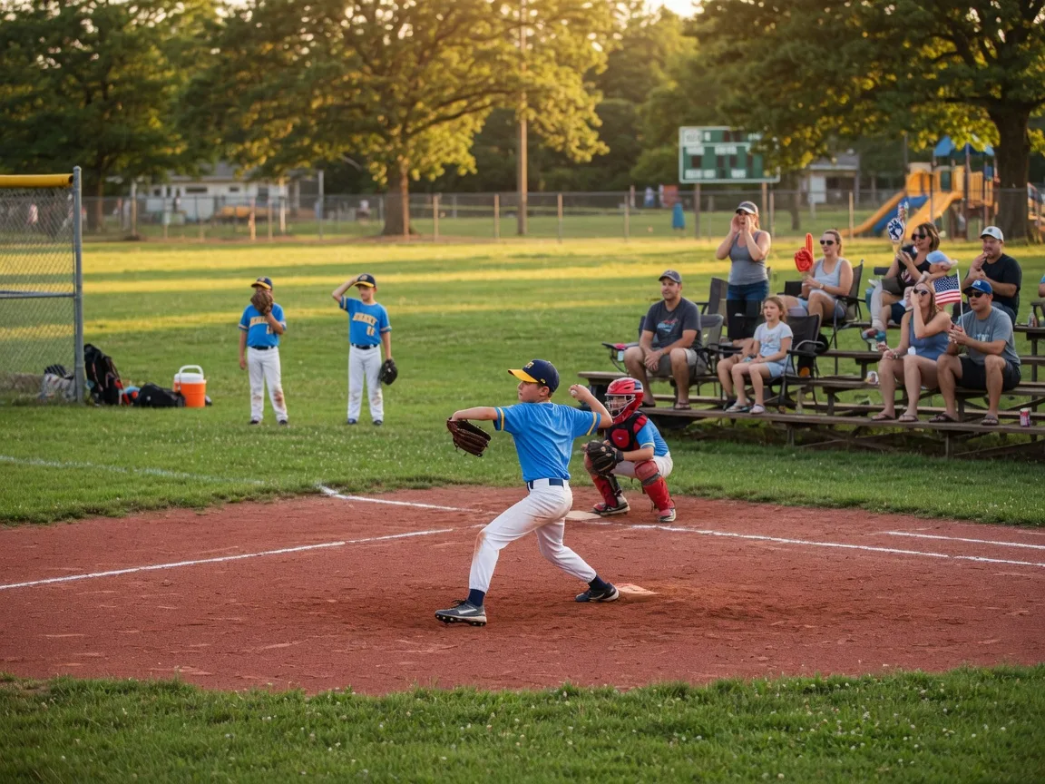 Youth baseball game at a South Jersey community park