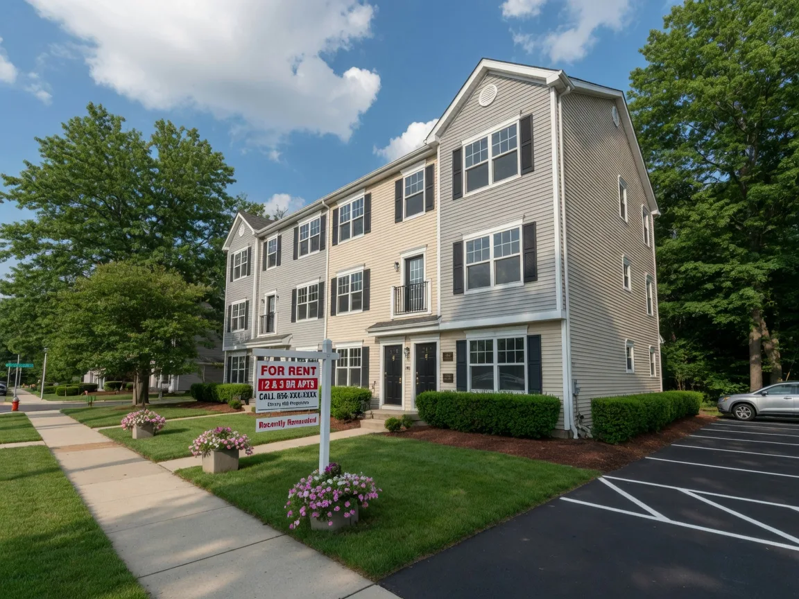 Well-maintained multi-unit residential property in Cherry Hill with a For Rent sign