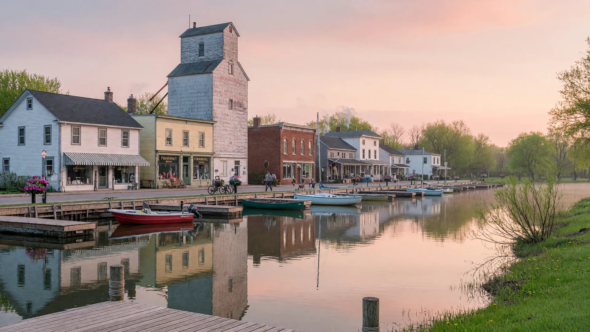 Port Perry's heritage lakeshore on a late-spring morning