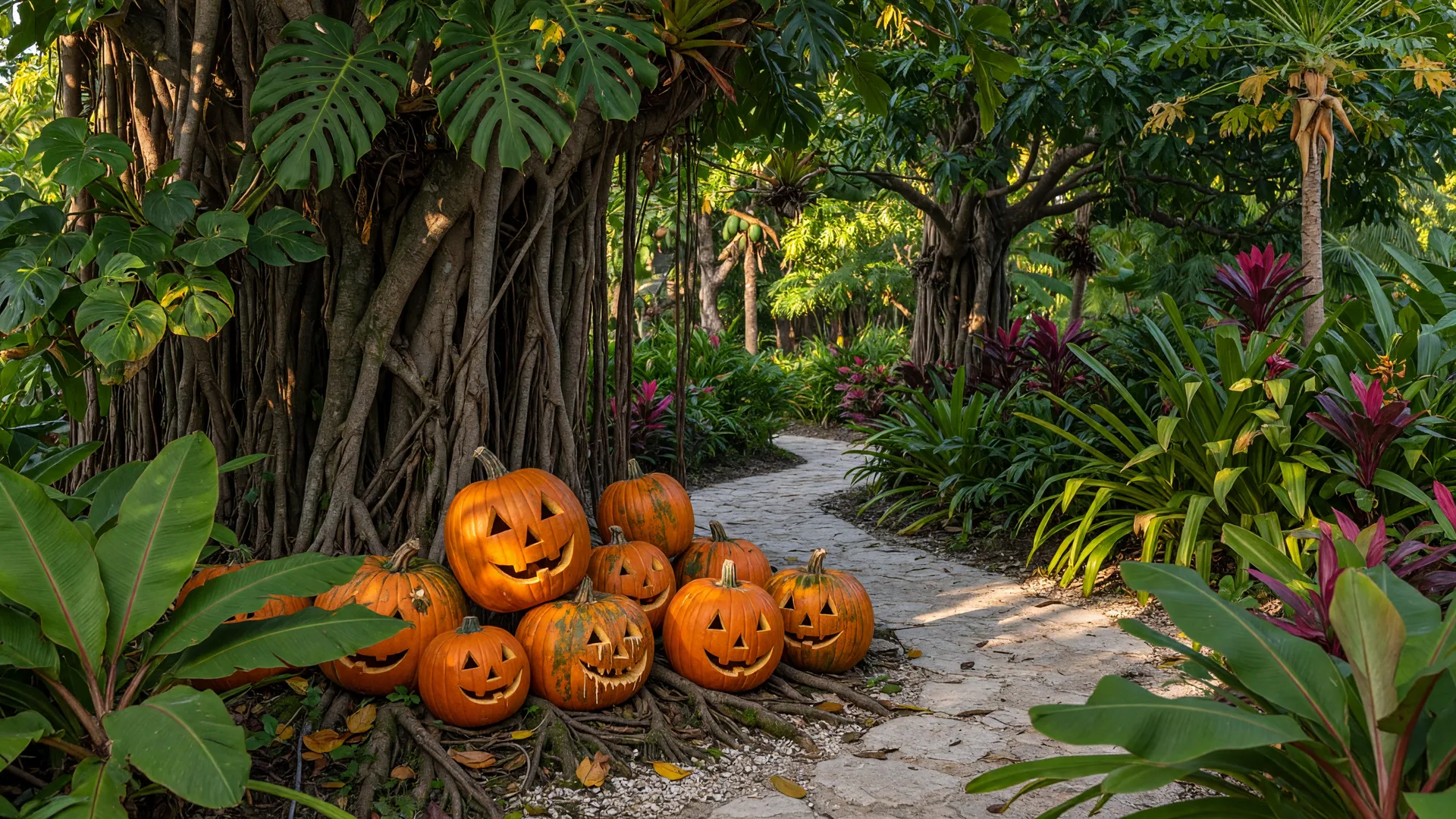Header image for "Boo in Bloom Turns Fruit and Spice Park Into a Daytime Halloween"