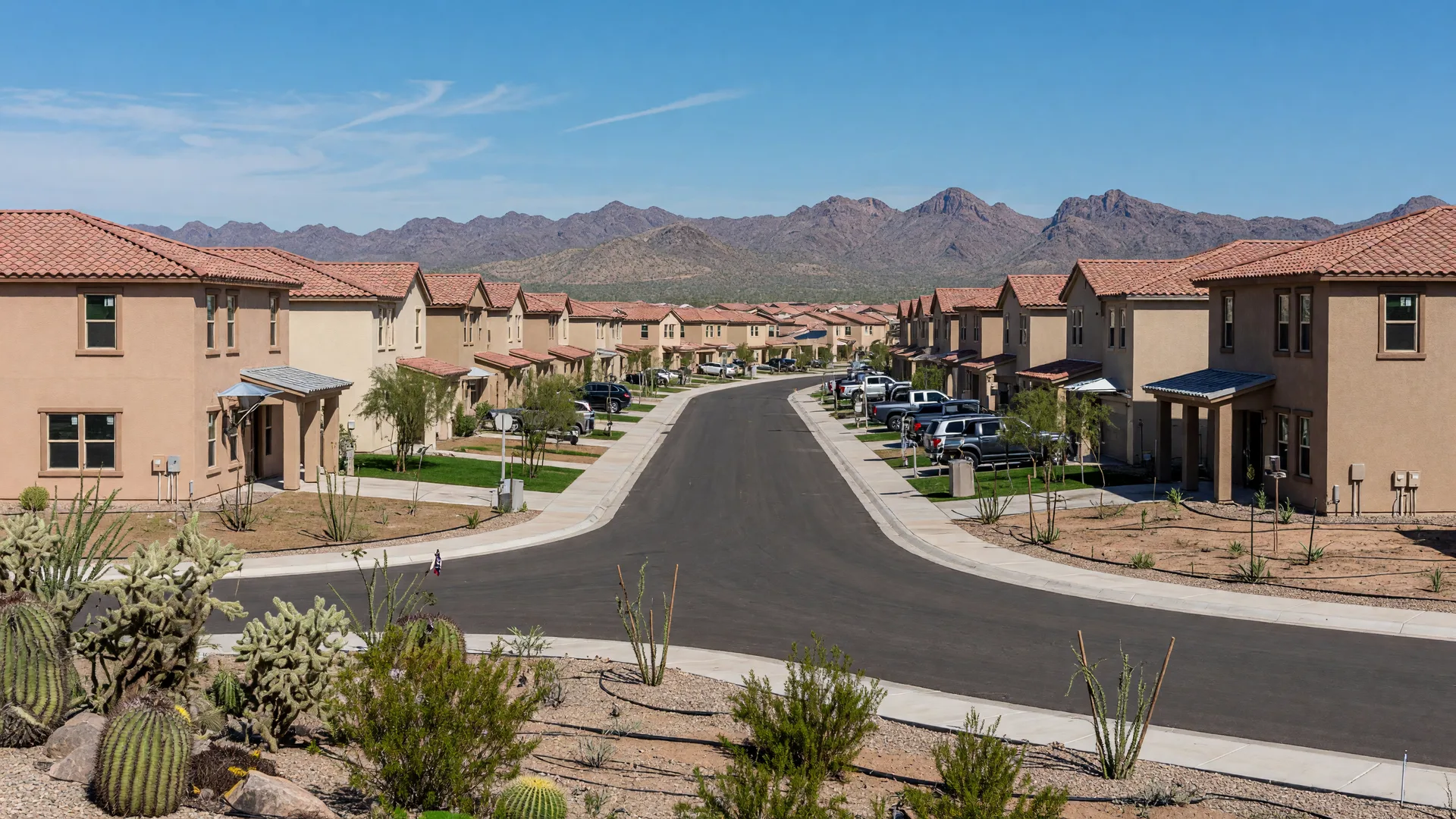New southwestern-style homes in a Sonoran desert master-planned community near north Peoria