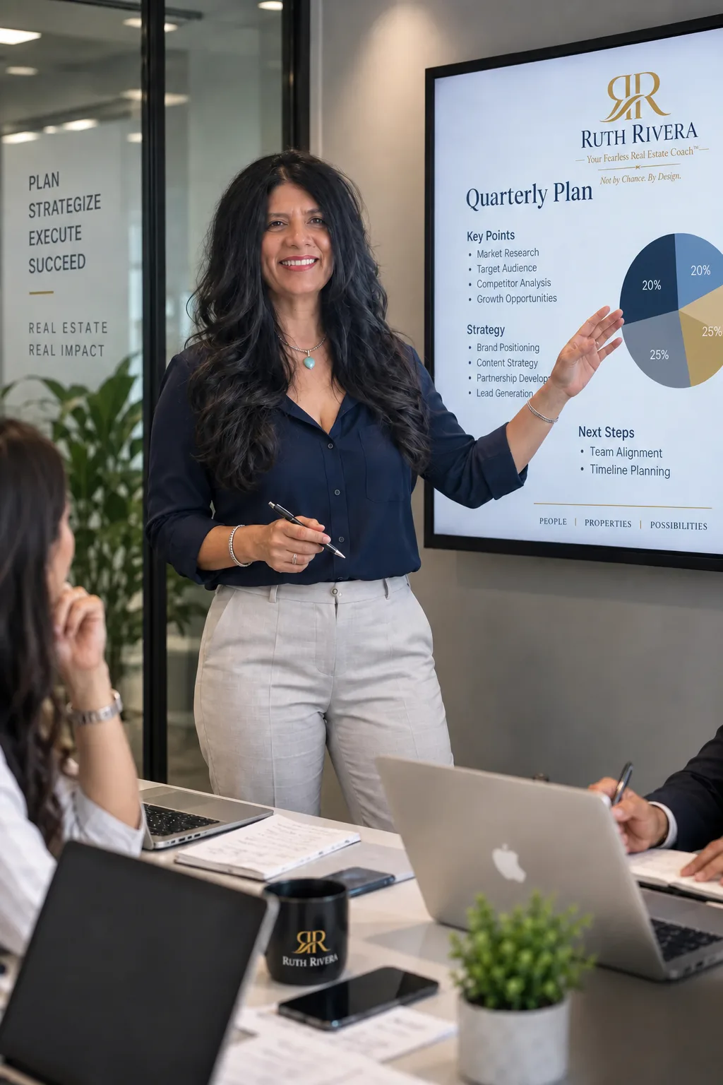 Professional portrait of Ruth Rivera at her desk, working the weekly coaching rhythm