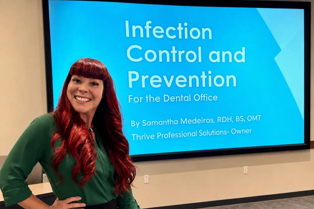 Samantha Medeiros presenting her Infection Control and Prevention for the Dental Office continuing education course