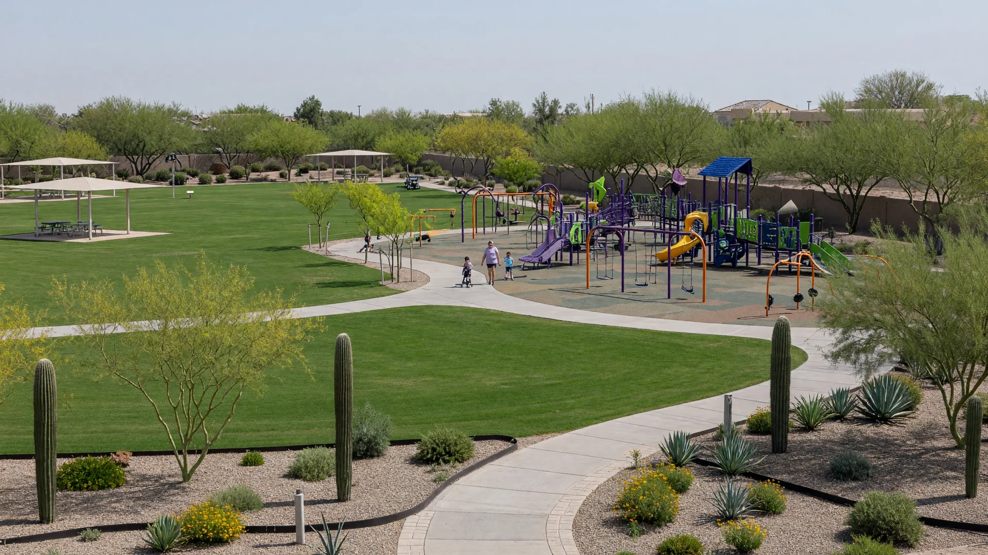 Community park playground in Goodyear with the Estrella mountains in the background