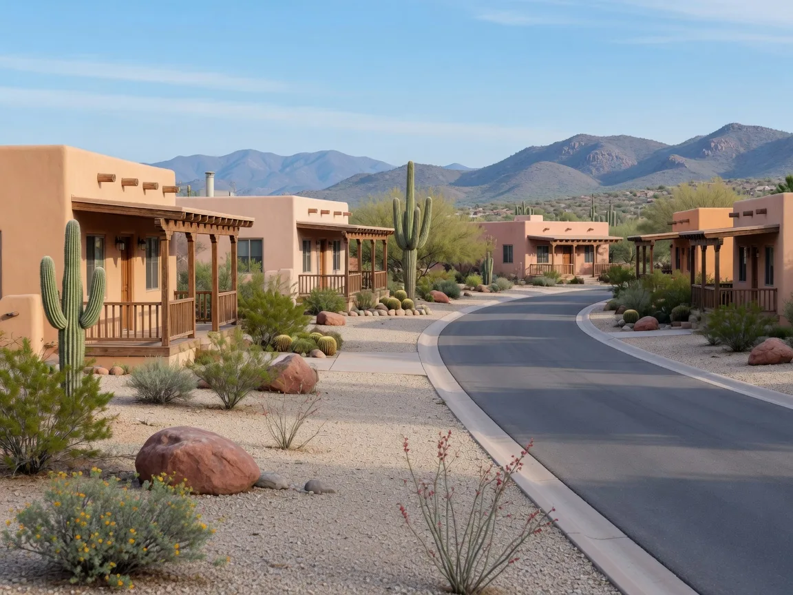 Desert southwest homes on a quiet Cave Creek street