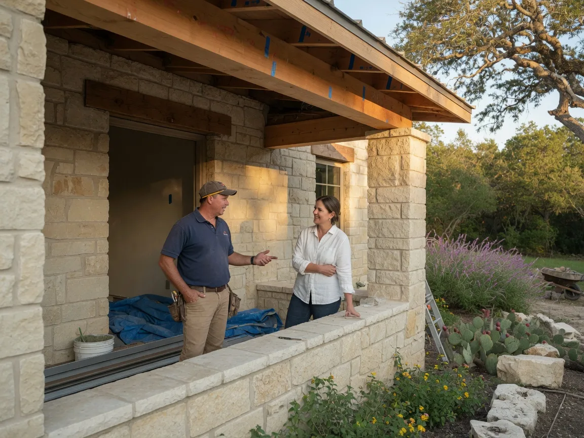 Homeowner and contractor building a relationship on a Texas Hill Country job site