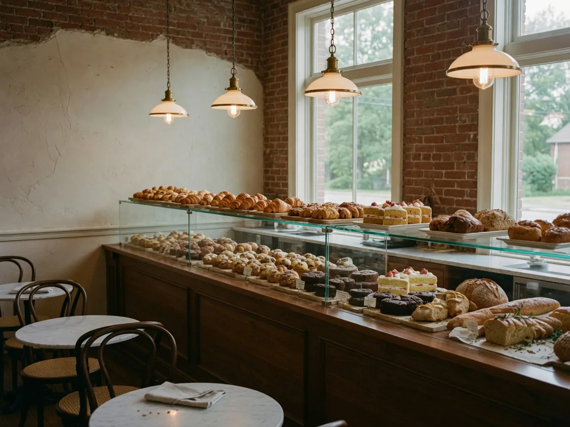 Upscale cafe and bakery interior with pastries in Wayne, Pennsylvania