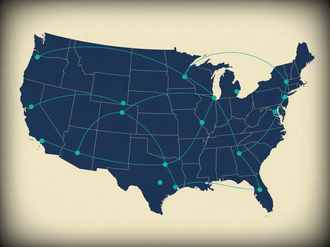 Stylized United States map showing Sandy Margolin's trusted agent network across states